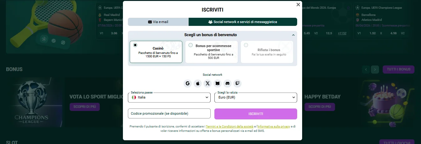 SpinBetter registrazione